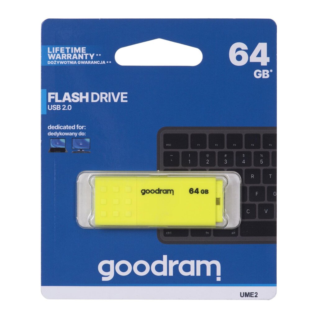 GOODRAM FLASHDRIVE 64 ГБ UME2 USB 2.0 KOLLANE цена и информация | Mälupulgad | kaup24.ee