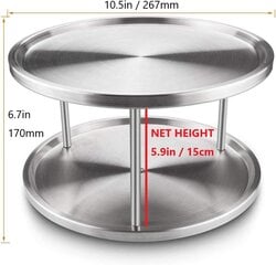 Многофункциональная вращающаяся полка для специй для хранения на кухне, вращающаяся подставка для специй и приправ серого и белого цвета (2 слоя, нержавеющая сталь) цена и информация | Аксессуары для ванной комнаты | kaup24.ee