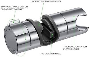 Vahetatav käeshoitav dušihoidik, dušipea hoidja, 18-25 mm reguleeritava läbimõõduga, Chrome ABS (hõbedane) hind ja info | Vannitoa sisustuselemendid ja aksessuaarid | kaup24.ee