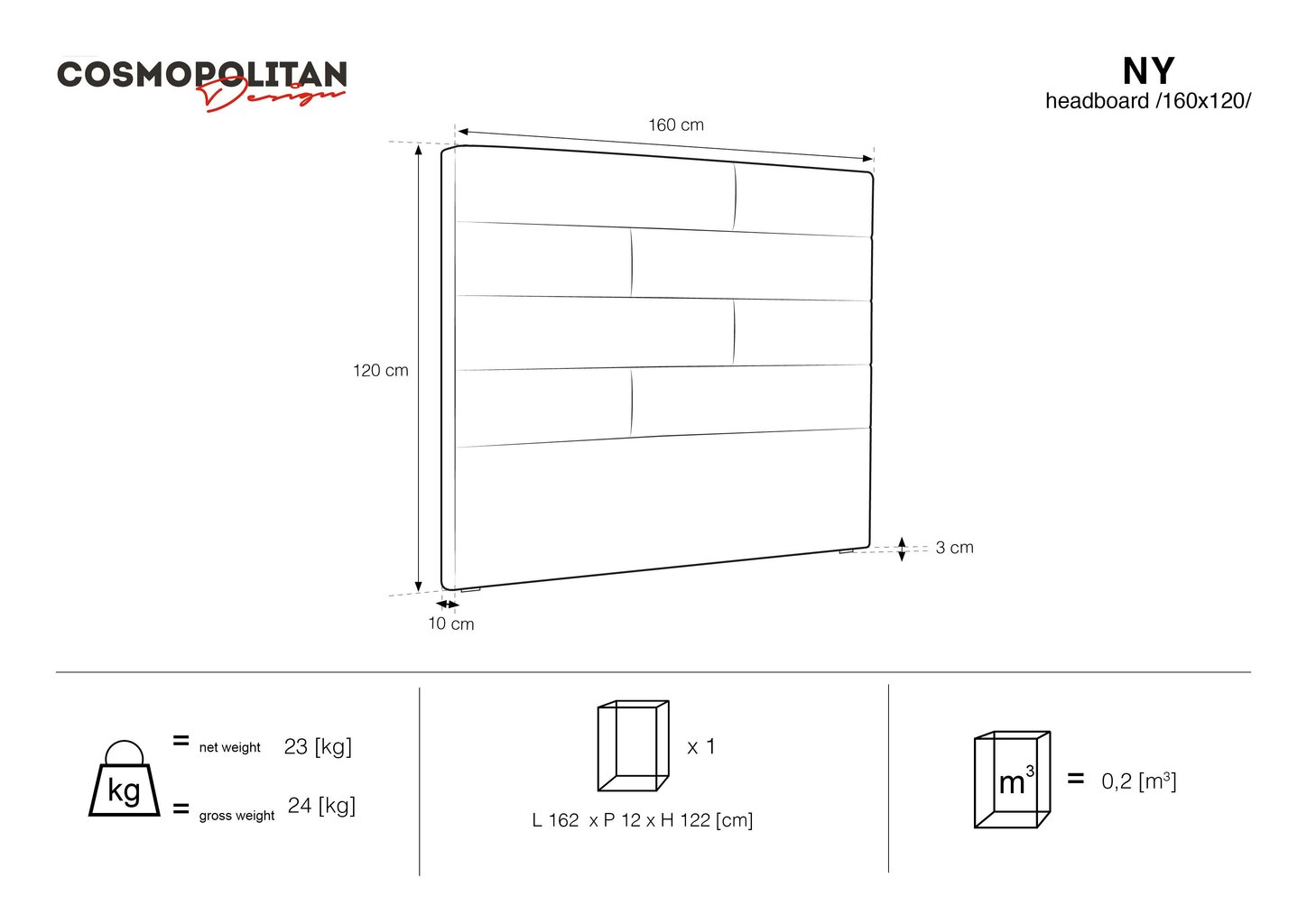 Voodipeats Cosmopolitan Design Ny 160, hall hind ja info | Voodid | kaup24.ee