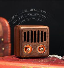 (Puiduvärvi)Täispuidust kaasaskantav mini-retro-FM-raadio Bluetooth-kõlar Vanamoodne klassikaline stiil цена и информация | Радиоприемники и будильники | kaup24.ee