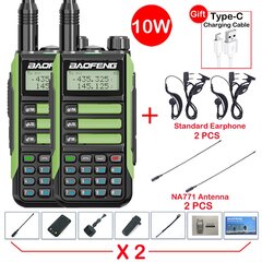 (2tk-UV16 pakend 7)2tk Baofeng UV16 Max raadiosaatja 10W V2 versioon VHF UHF kahesageduslik kahesuunaline CB Ham raadio UV16 kaasaskantav raadiosaatja-vastuvõtja UV10R цена и информация | Радиоприемники и будильники | kaup24.ee