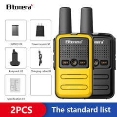 (EUROblack-kollane) 2 tk mini raadiosaatja PMR 446 kaasaskantav kahesuunaline raadio Ht PTT raadiosaatjad 5W 16CH UHF 400-470MHz kaasaskantav raadio цена и информация | Радиоприемники и будильники | kaup24.ee