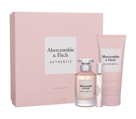 Komplekt Abercrombie & Fitch Authentic: EDP naistele 100 ml + mini EDP naistele 15 ml + ihupiim 150 ml цена и информация | Женские духи | kaup24.ee