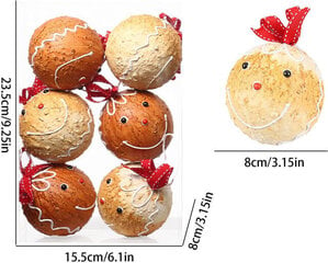 Piparkoogipalliehted - 12 jõuluehet - Jõulupallidega meisterdamine, vahutarvikud puude kaunistamiseks, kodukaunistus 12 tk цена и информация | Рождественские украшения | kaup24.ee
