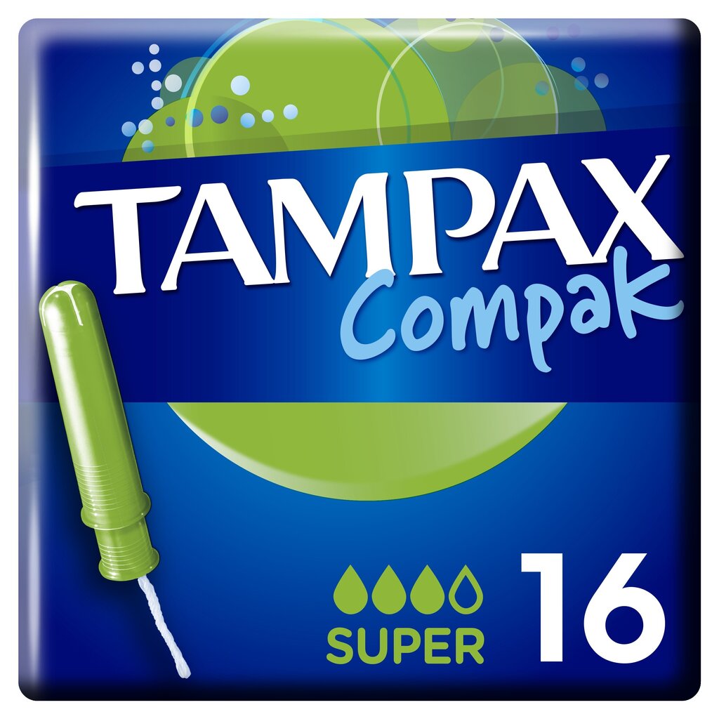 Tampoonid TAMPAX Compak Super, 16 tk. hind ja info | Tampoonid, hügieenisidemed, menstruaalanumad | kaup24.ee