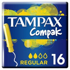 Tampoonid TAMPAX Compak Regular, 16 tk. hind ja info | Tampoonid, hügieenisidemed, pesukaitsmed | kaup24.ee