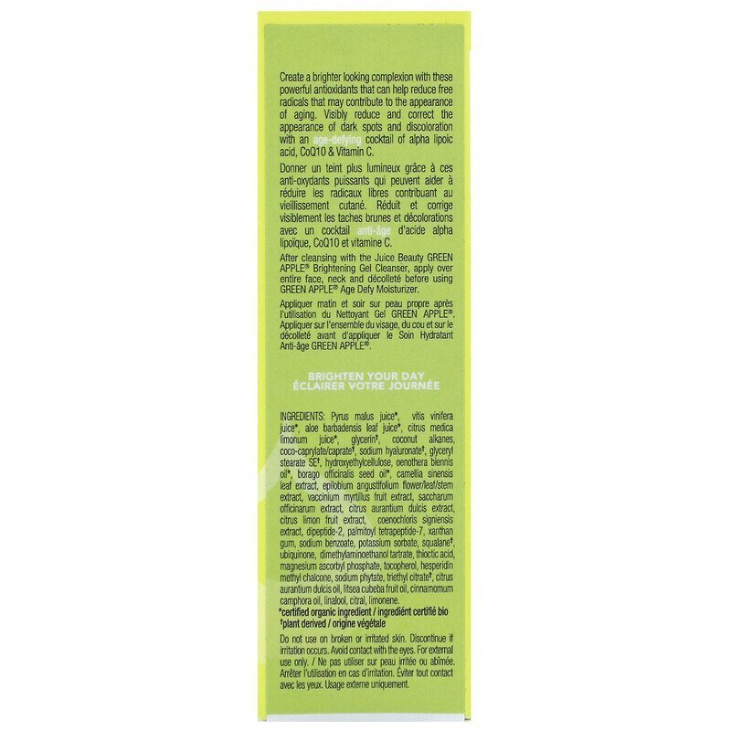 Noorendav ja sära andev näoseerum Juice Beauty Green Apple 30 ml hind ja info | Näoõlid, seerumid | kaup24.ee