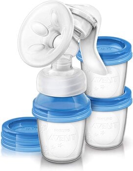 Молокоотсос Philips Avent "Comfort" ручной-механический с баночками „VIA“ SCF330/13 цена и информация | Молокоотсосы | kaup24.ee