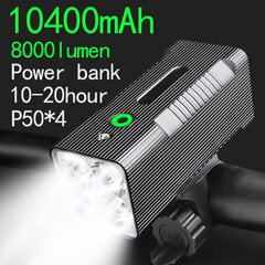 (L523 P50 104)10000mAh jalgrattavalgusti eesmine USB Laetav 12800mAh jalgratta esituli 4P90 4P50 LED ülihele taskulamp esituled taga taga hind ja info | Moto aksessuaarid | kaup24.ee