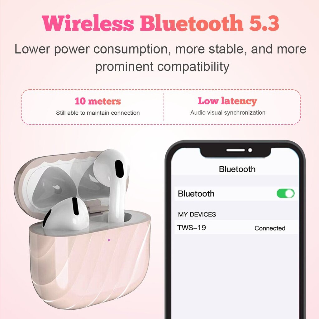 Bluetooth kõrvaklapid Bluetooth 5.3 juhtmevabad kõrvaklapid kõrvas koos mürasummutava mikrofoniga stereo bass kõrvaklapid Spordipeakomplekt 35 tundi mänguaeg USB C laadimine Androidile iOS Pink цена и информация | Kõrvaklappide tarvikud | kaup24.ee