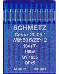 Набор игл для промышленных швейных машин «Schmetz» 134(R) № 80 10 шт. цена и информация | Принадлежности для шитья | kaup24.ee