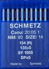 Набор игл для промышленных швейных машин «Schmetz» 134(R) № 90 10 шт.  цена и информация | Швейная фурнитура | kaup24.ee