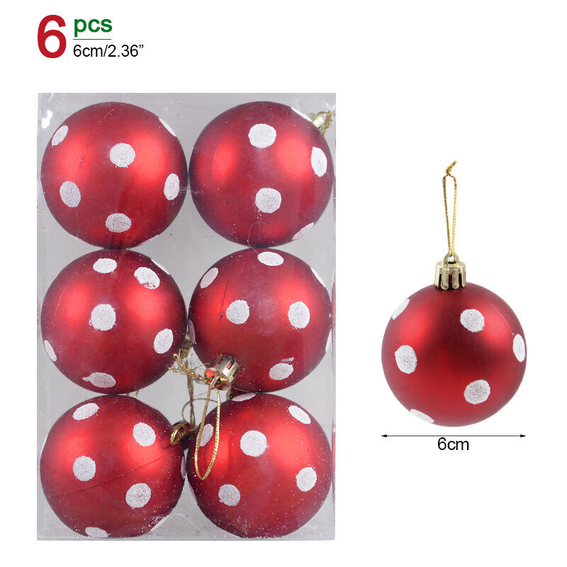 1 Kast Jõulupallid Jõulupuu Kaunistused Ball Jõulupuu Rippuvad Ripatsid Kodupeokaunistus 2023. Aasta Uusaasta Kingitus Noel Navidad_6pcs 6cm-D_as picture hind ja info | Jõulukaunistused | kaup24.ee