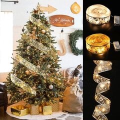 Jõulukaunistus Led Lintvalgustid Jõulupuu Kaunistused Diy Pits Vibud String Light Navidad Kodukaunistus Uusaasta 2023_gold color light_1M hind ja info | Jõulukaunistused | kaup24.ee