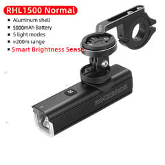 (RHL1500 Tavaline) 400-1000LM jalgrattavalgusti GoPro kinnitushoidik USB-tüüpi C-taaslaetav Fit Garmin Bryton IGS arvutijalgratta esituli цена и информация | Мотоаксессуары | kaup24.ee