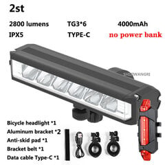 (2800LM-4000mAh-tagumine)8000mAh 5 LED jalgrattavalgusti eesmine veekindel LED-taskulamp jalgrattale Laetav 5200Lm esitulelatern Jalgrattatarvikud цена и информация | Мотоаксессуары | kaup24.ee