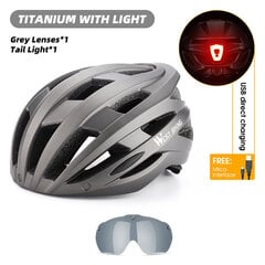 (B 1 Lens Titanium)Meeste naiste rattakiiver tagatulede kaitseprillidega päikesesirmi objektiiviga jalgrattakiiver MTB maanteeratta e-jalgratta kiiver цена и информация | Мотоаксессуары | kaup24.ee