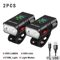 (2tk T6)1000Lumen T6 LED jalgrattavalgusti esilaetav lamp Taskulamp MTB jalgratta esituli Jalgratta taskulamp Luz Delantera Bicicleta цена и информация | Мотоаксессуары | kaup24.ee