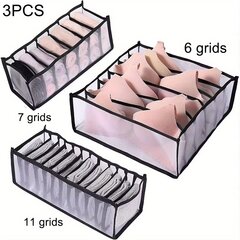 '3tk/komplekt Riidekapp Korraldaja 6/7/11 Ruuduga, Paksendatud Kokkupandav Sahtli Kott Sokid & Aluspesu, Kodu Dormitoorium Eraldamise Kast, Rinnahoidja Korraldaja.' hind ja info | Hoiukastid ja -korvid | kaup24.ee