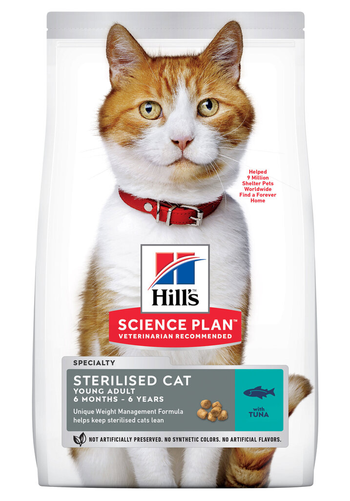 Kuivtoit täiskasvanud kassidele Hill's Science Plan Young Adult Sterilised Cat tuunikalaga, 10 kg цена и информация | Kuivtoit kassidele | kaup24.ee