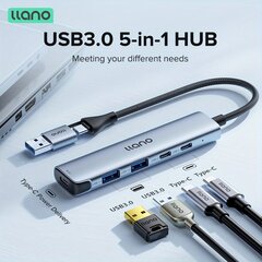 'LLANO USB USB-C jagaja, 2 USB 3.0, 2 USB-C pordiga.' hind ja info | Kaablid ja juhtmed | kaup24.ee