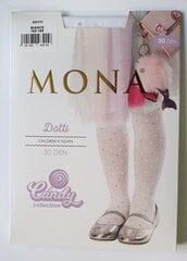 Tüdrukute mustriga sukkpüksid MONA Dotti 30 Bianco hind ja info | Tüdrukute sukkpüksid ja sokid | kaup24.ee