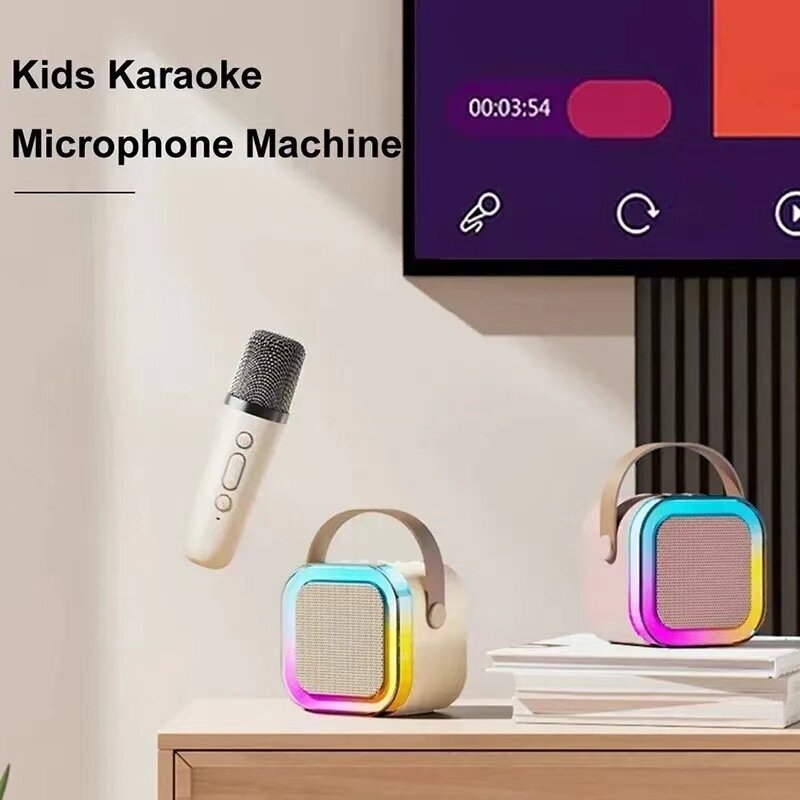 Karaoke Bluetooth Karaoke lastele mikrofoniga Kaasaskantav Bluetooth-kõlar LED-tuledega Kingitus lastele häält muutev mänguasi hind ja info | Muusikariistade tarvikud | kaup24.ee