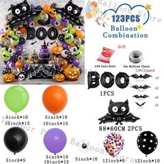 123 tk Halloweeni nahkhiire õhupall Garland Arch Kit must oranž õhupall 3D nahkhiire ämblik kleebis silm kõrvits Halloweeni peokaunistused hind ja info | Õhupallid | kaup24.ee