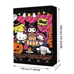 24-osaline Sanrio Halloweeni 2024. aasta advendikalender koos üllatusmänguasjadega, jõulude loenduskalender Halloweeni kaunistustega animekujuline advendikalendri mänguasi... цена и информация | Рождественские украшения | kaup24.ee