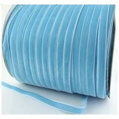 Велюровая (бархатная)  лента RainBow® 6 мм, цвет голубой, 50 м цена и информация | Подарочные упаковки | kaup24.ee