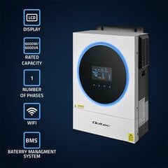 Гибридный солнечный инвертор Qoltec 6kVA| 6kW | 120A | MPPT | LCD | Wi-Fi | BMS | Sinus цена и информация | Комплектующие для солнечных электростанций | kaup24.ee