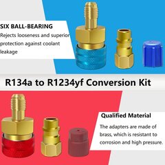 R1234YF kiirsidur, R1234YF kuni R134A adapter, 1234yf kuni 134A adapteri kõrge madala külgmise pistiku teisenduskomplekt vahelduvvoolu laadimiseks R-1234yf külmutusagensi kliimaseadme vooliku paigaldamine hind ja info | Mootori osad | kaup24.ee