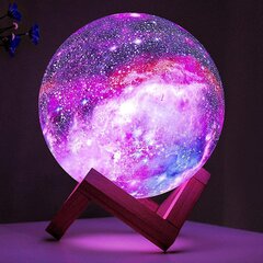 Kuulamp Galaxy Lamp 7 Colors LED 3D Moon Lamp kaugjuhtimispult Puudutage seitset värvi hind ja info | Lastetoa valgustid | kaup24.ee