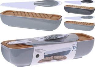 Leivakapp lõikelaua ja noaga Excellent Housewares, 40x12,5x8,5 cm hind ja info | Köögitarbed | kaup24.ee