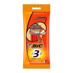 Одноразовые бритвы BIC 3 Sensitive, 4 шт. цена и информация | Косметика и средства для бритья | kaup24.ee