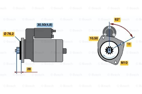 Starter Bosch 0001125609 12V, 2.2KW; AU Q7,VW TOUAREG 3.0D hind ja info | Starterid | kaup24.ee