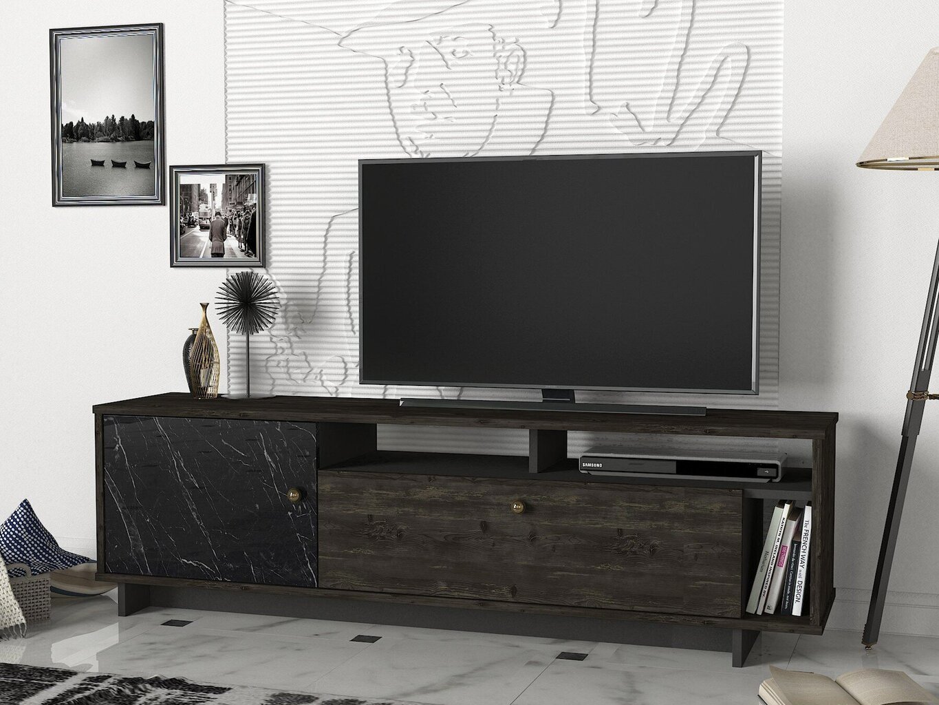 TV laud Kalune Design Artem, must/pruun цена и информация | TV alused | kaup24.ee