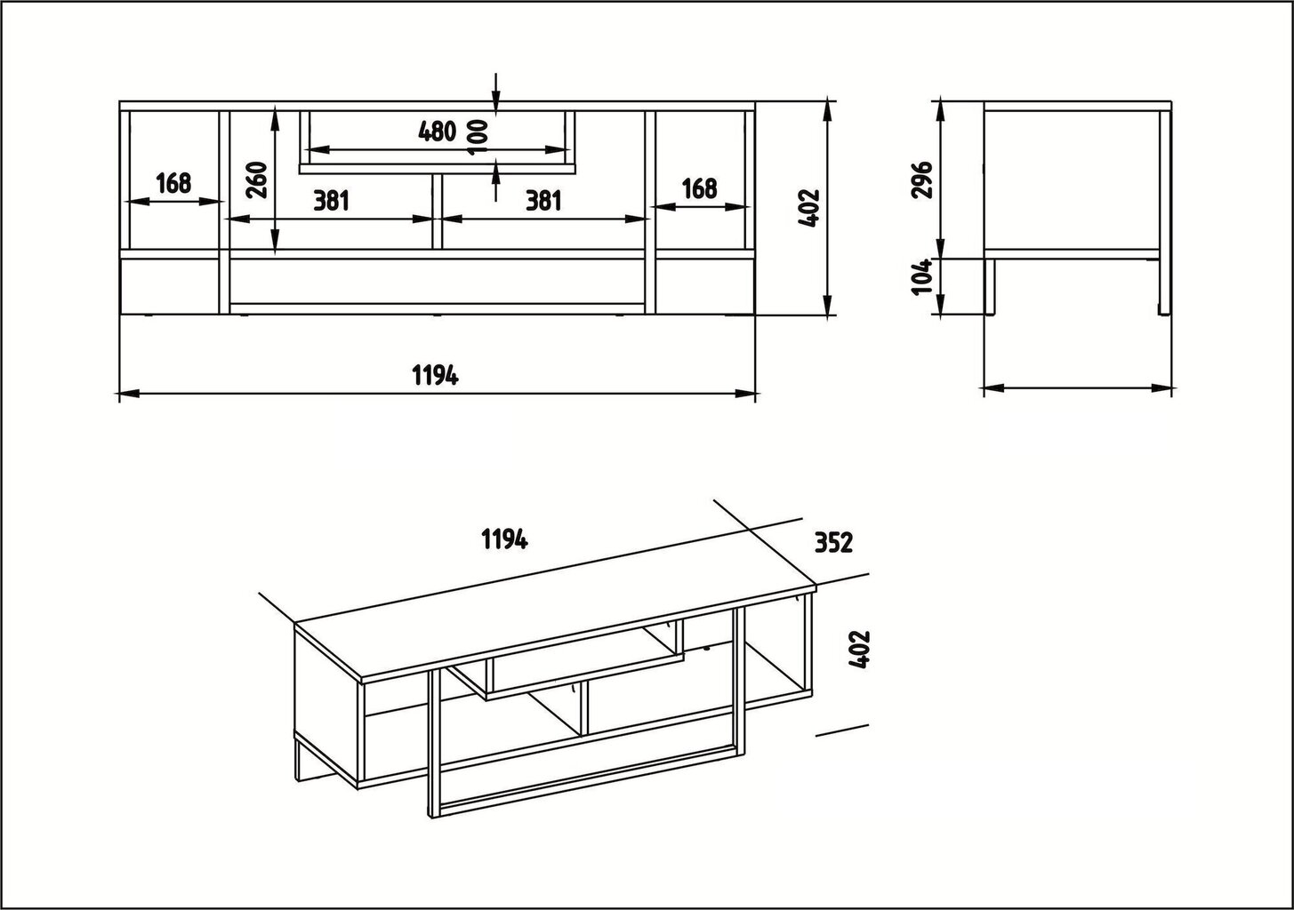 TV laud Kalune Design Asal 120 cm, tamm/must hind ja info | TV alused | kaup24.ee