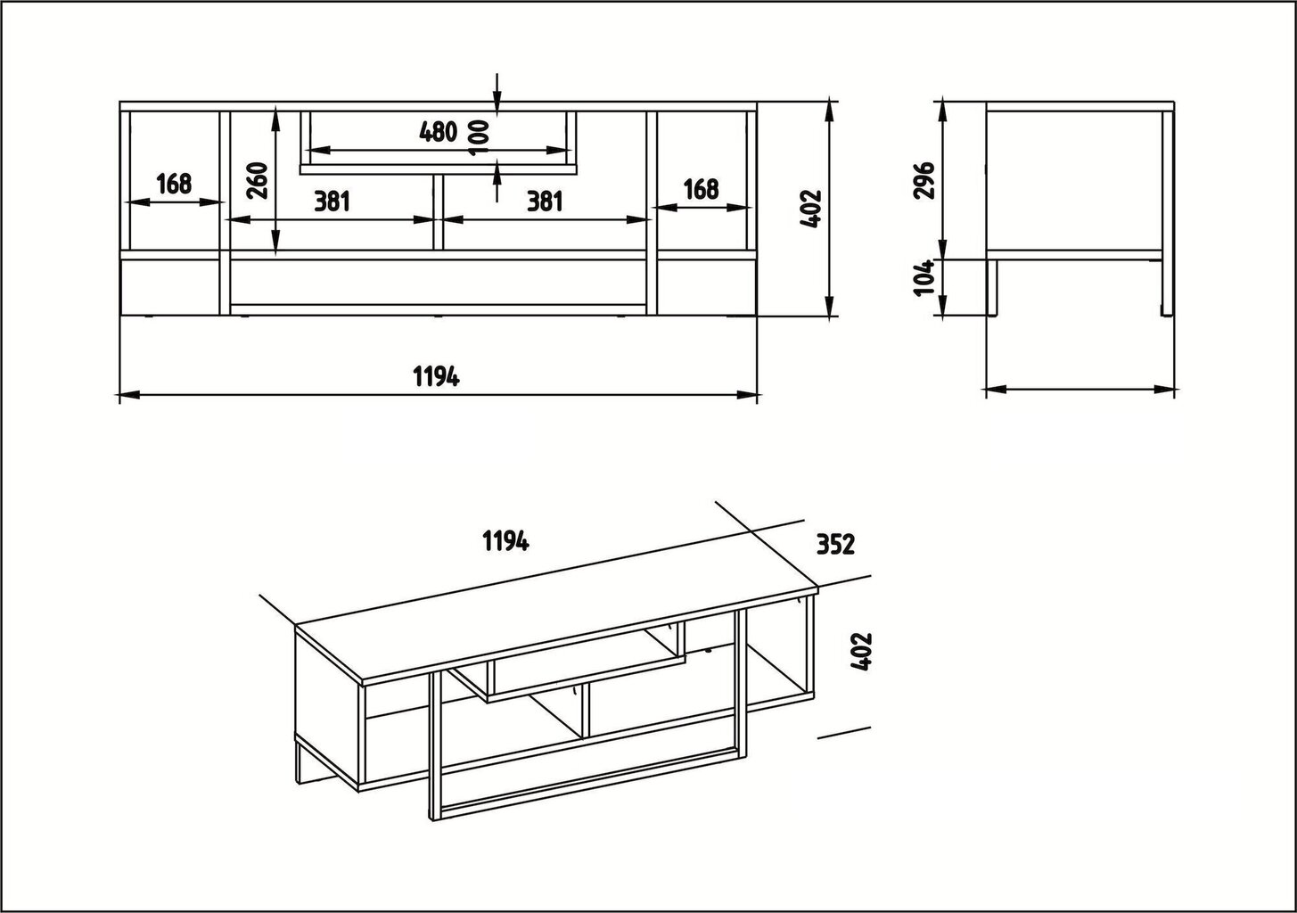 TV laud Kalune Design Asal 120 cm, pruun/must цена и информация | TV alused | kaup24.ee