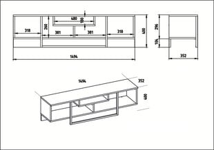 ТВ столик Kalune Design Asal 150 см, белый/черный цена и информация |  Тумбы под телевизор | kaup24.ee