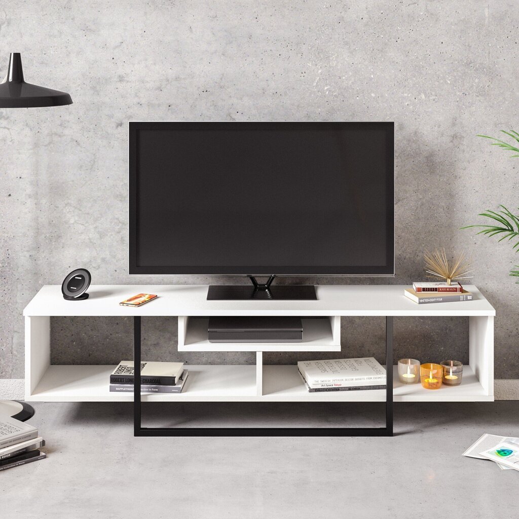 TV laud Kalune Design Asal 150 cm, valge/must hind ja info | TV alused | kaup24.ee