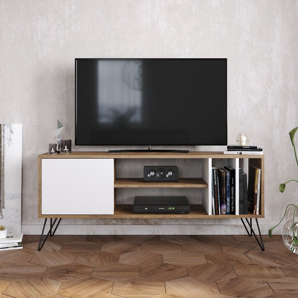 TV laud Kalune Design Mistico 140 cm, pruun/valge hind ja info | TV alused | kaup24.ee