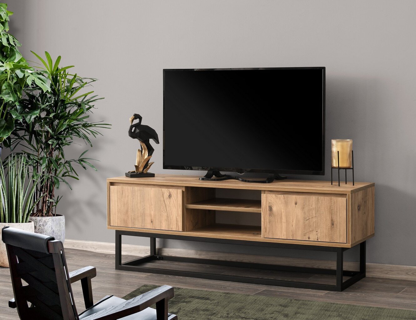TV laud Kalune Design Belinda 140 cm, must/pruun цена и информация | TV alused | kaup24.ee
