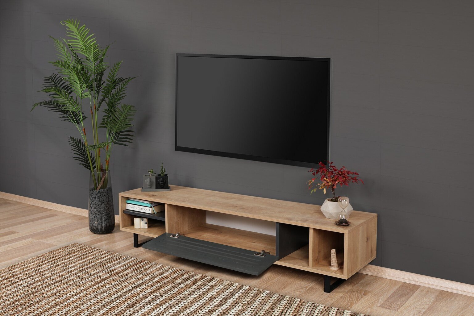 TV laud Kalune Design Safir, pruun/hall цена и информация | TV alused | kaup24.ee