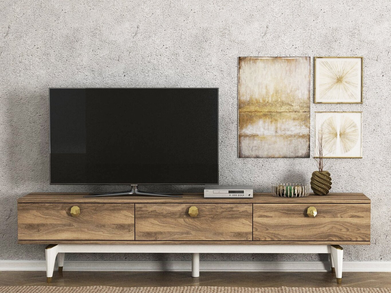 TV laud Kalune Design Buse, pruun/valge цена и информация | TV alused | kaup24.ee