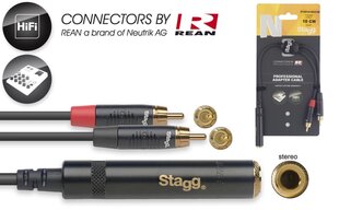 Stagg REAN 6.3mm TRS/f - 2 x RCA 10cm цена и информация | Кабели и провода | kaup24.ee