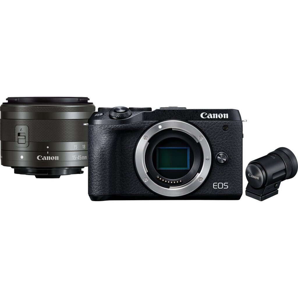 Canon EOS M6 Mark II + EF-M 15-45mm + EVF-DC2, Black цена и информация | Fotoaparaadid | kaup24.ee