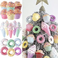 Mix Cute Candy Donuts Cupcake jäätise torbiku kaunistused Puu rippuvad kaunistused Kingitused Navidad Natal jäätisetorbik 5 tk hind ja info | Kuuseehted | kaup24.ee