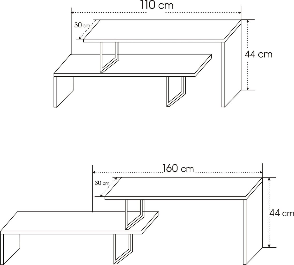 TV laud Kalune Design Ovit, must/hall hind ja info | TV alused | kaup24.ee